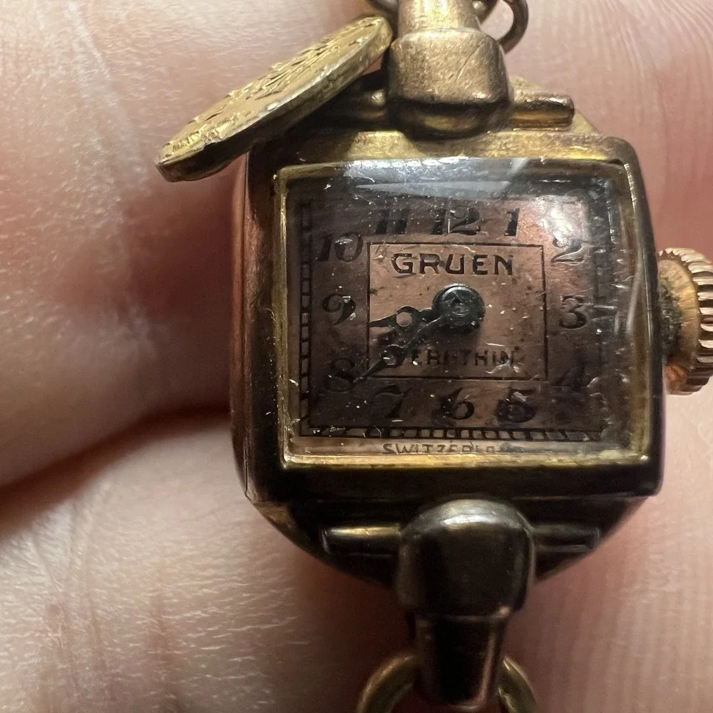 Vintage Gruen Veri-Thin Wind Up Watch Rose Gold Tone Untested Classic Beauty